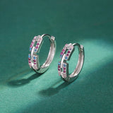 Rainbow Couple Earring For Women Sapphire Diamond Silver Jewelry