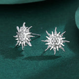 Sunflower Diamond Stud Earrings Sterling Silver Gift Jewelry