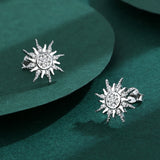 Sunflower Diamond Stud Earrings Sterling Silver Gift Jewelry