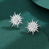 Sunflower Diamond Stud Earrings Sterling Silver Gift Jewelry