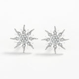 Sunflower Diamond Stud Earrings Sterling Silver Gift Jewelry