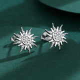 Sunflower Diamond Stud Earrings Sterling Silver Gift Jewelry