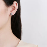 Sunflower Diamond Stud Earrings Sterling Silver Gift Jewelry