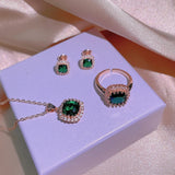 Green Zircon Jewelry Set - Engagement Wedding Gift
