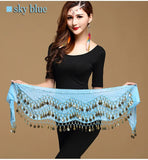 Belly Dance Hip Scarf 3 Row Belt Skirt with Coins Waist Chain Wrap