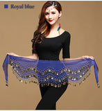 Belly Dance Hip Scarf 3 Row Belt Skirt with Coins Waist Chain Wrap