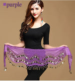 Belly Dance Hip Scarf 3 Row Belt Skirt with Coins Waist Chain Wrap