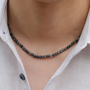 4mm Stone Necklace Men 18 Choker Necklaces Hiphop Rock Jewelry African Male