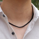 4mm Stone Necklace Men 18 Choker Necklaces Hiphop Rock Jewelry African Male