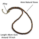 4mm Stone Necklace Men 18 Choker Necklaces Hiphop Rock Jewelry African Male