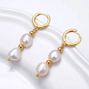 Boho Pearl Hoop Earrings Geometric Tassel Drop Jewelry for Women