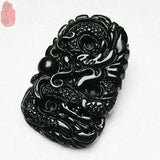 Natural Green Jade Loong Pendant Necklace Carved Jewelry Amulet Stone