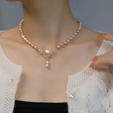 Natural Freshwater Pearl Necklace with Deer Head Pendant for Women