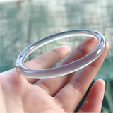 Natural Smoke Gray Chalcedony Hand Carved Round Bracelet