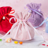 10 pcs Pink Velvet Gift Bag Wedding Jewelry Pouch Candy Dragee Bag