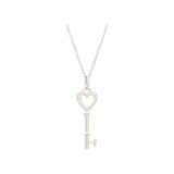 925 Silver Heart Key Necklace European Women's Jewelry