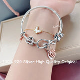 925 Silver Pink Love MOM Charm Pacifier Pendant DIY Bracelet Mother's Gift