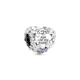 925 Silver Pink Love MOM Charm Pacifier Pendant DIY Bracelet Mother's Gift