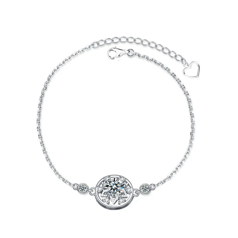 925 Silver Bracelet Round Stone Jewelry Elegant Gift