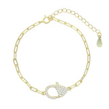 925 Silver Clear Cz Lobster Charm Bracelet for Women