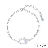 925 Silver Clear Cz Lobster Charm Bracelet for Women