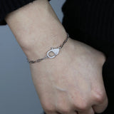 925 Silver Clear Cz Lobster Charm Bracelet for Women