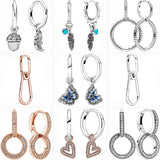 925 Silver Butterfly Leaves Pine Cones Earrings