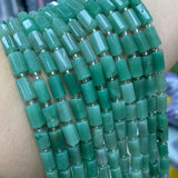 Green Aventurine Faceted Cylinder Stone Beads 6MM