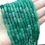 Green Aventurine Faceted Cylinder Stone Beads 6MM