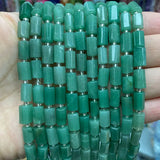 Green Aventurine Faceted Cylinder Stone Beads 6MM