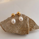 Natural Pearl Drop Earrings 14KGF Statement Earrings