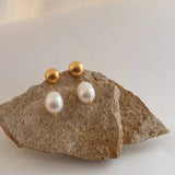 Natural Pearl Drop Earrings 14KGF Statement Earrings