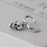 S925 Pure Silver Vintage Skull Bell Earrings