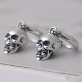 S925 Pure Silver Vintage Skull Bell Earrings
