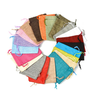 10Pcs/Lot Cotton Jute Storage Pouches Drawstring Bags