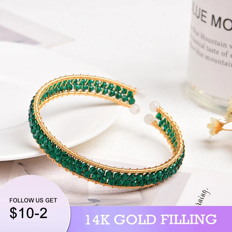 14KGF Crystal Bracelet Vintage Adjustable Jewelry Women