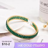 14KGF Crystal Bracelet Vintage Adjustable Jewelry Women