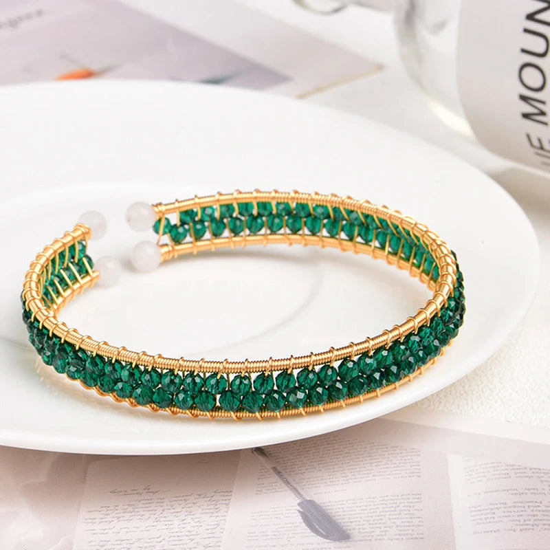14KGF Crystal Bracelet Vintage Adjustable Jewelry Women