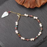 14KGF Natural Stone Pearl Bead Bracelet Women Adjustable Woven Jewelry Gift