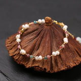 14KGF Natural Stone Pearl Bead Bracelet Women Adjustable Woven Jewelry Gift