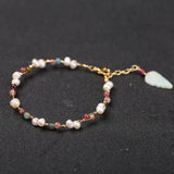 14KGF Natural Stone Pearl Bead Bracelet Women Adjustable Woven Jewelry Gift