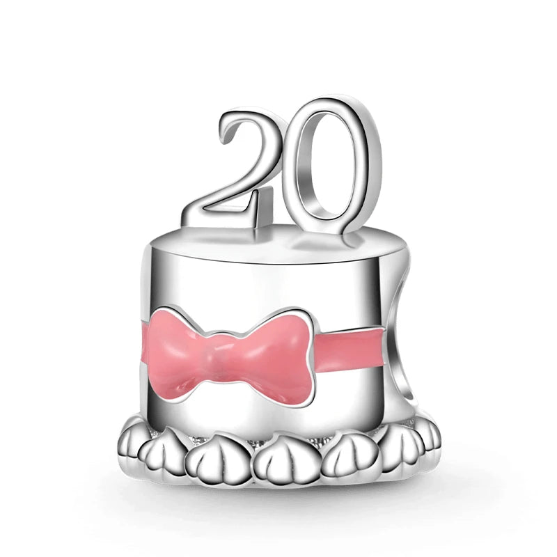 18 20 30 40 Birthday Pendants Charms Silver 925 DIY Jewelry