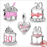 18 20 30 40 Birthday Pendants Charms Silver 925 DIY Jewelry