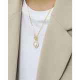 Baroque Pearl Pendant Necklace Women 925 Silver 18K Plated