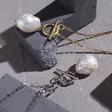 Baroque Pearl Pendant Necklace Women 925 Silver 18K Plated
