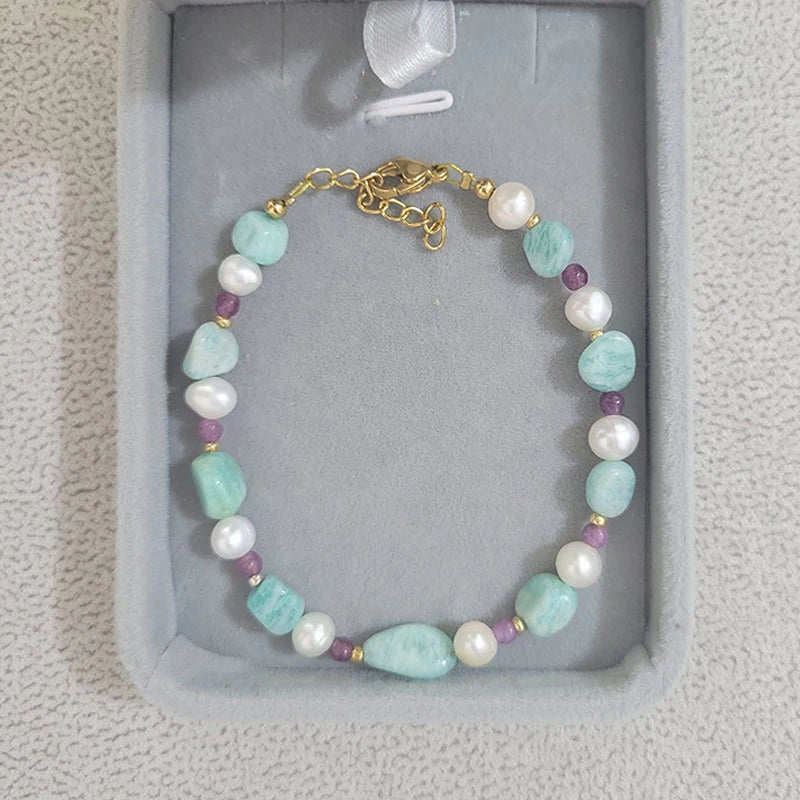 18KGF Glass Beads Natural Freshwater Pearl Bracelet
