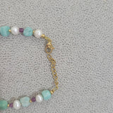 18KGF Glass Beads Natural Freshwater Pearl Bracelet