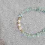 18KGF Natural Freshwater Pearls Crystal Beaded Bracelet for Women