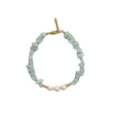 18KGF Natural Freshwater Pearls Crystal Beaded Bracelet for Women