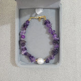 18KGF Natural Pearl Charm Bracelet Women Nature Crystal Bracelet